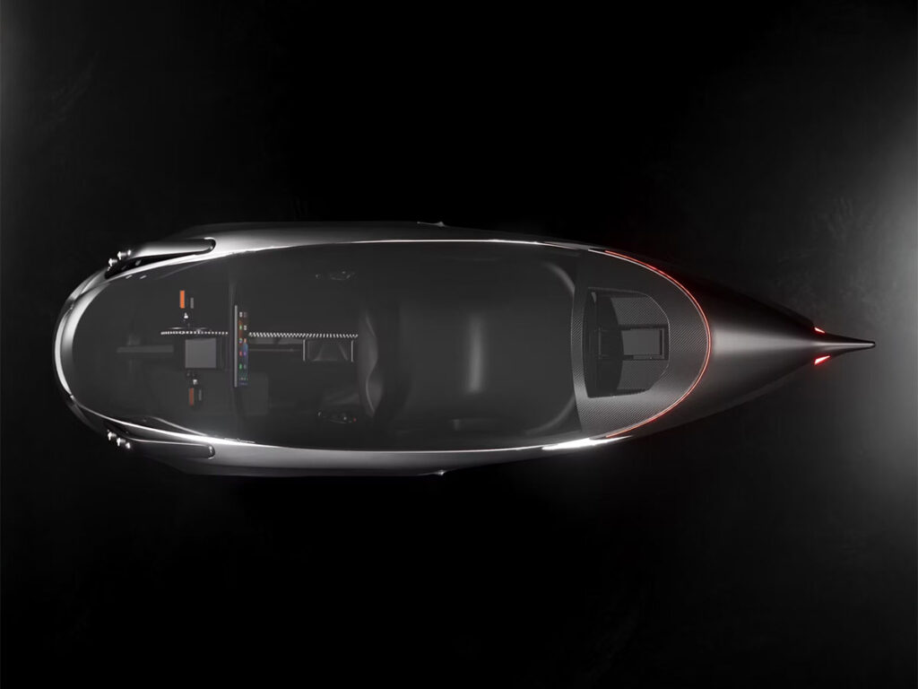 IRIS eTrike electrically assisted pedal cycle with enclosed carbon fiber cabin and panoramic canopy