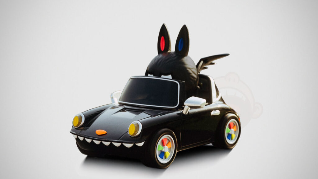 Porsche 911 Targa Labubu art car with life-size Labubu figure unveiled at Icons of Porsche 2025