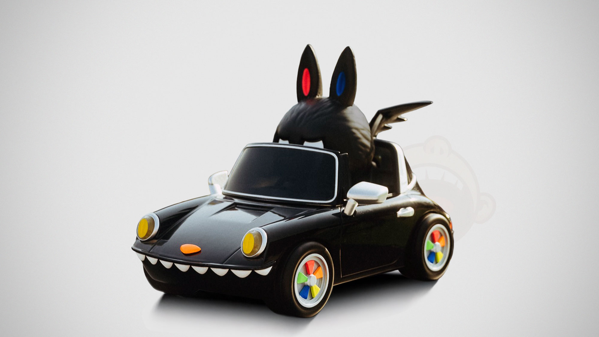 Porsche 911 Targa Labubu art car with life-size Labubu figure unveiled at Icons of Porsche 2025