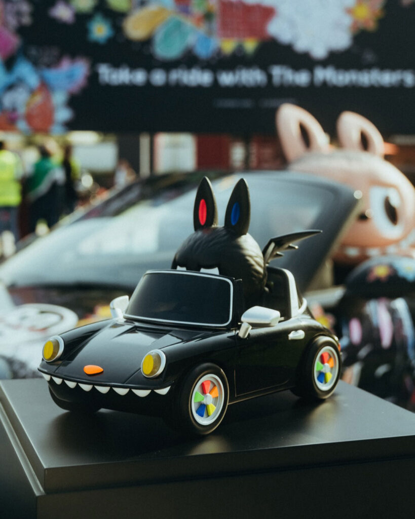 Porsche 911 Targa Labubu art car with life-size Labubu figure unveiled at Icons of Porsche 2025