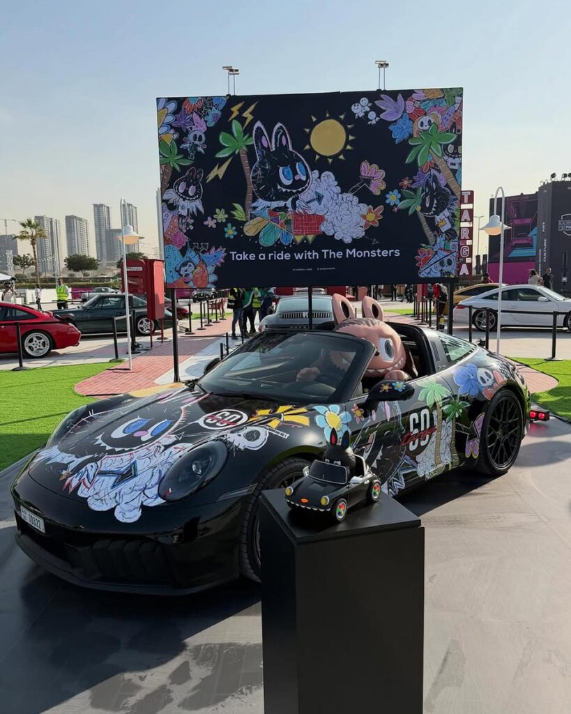 Porsche 911 Targa Labubu art car with life-size Labubu figure unveiled at Icons of Porsche 2025