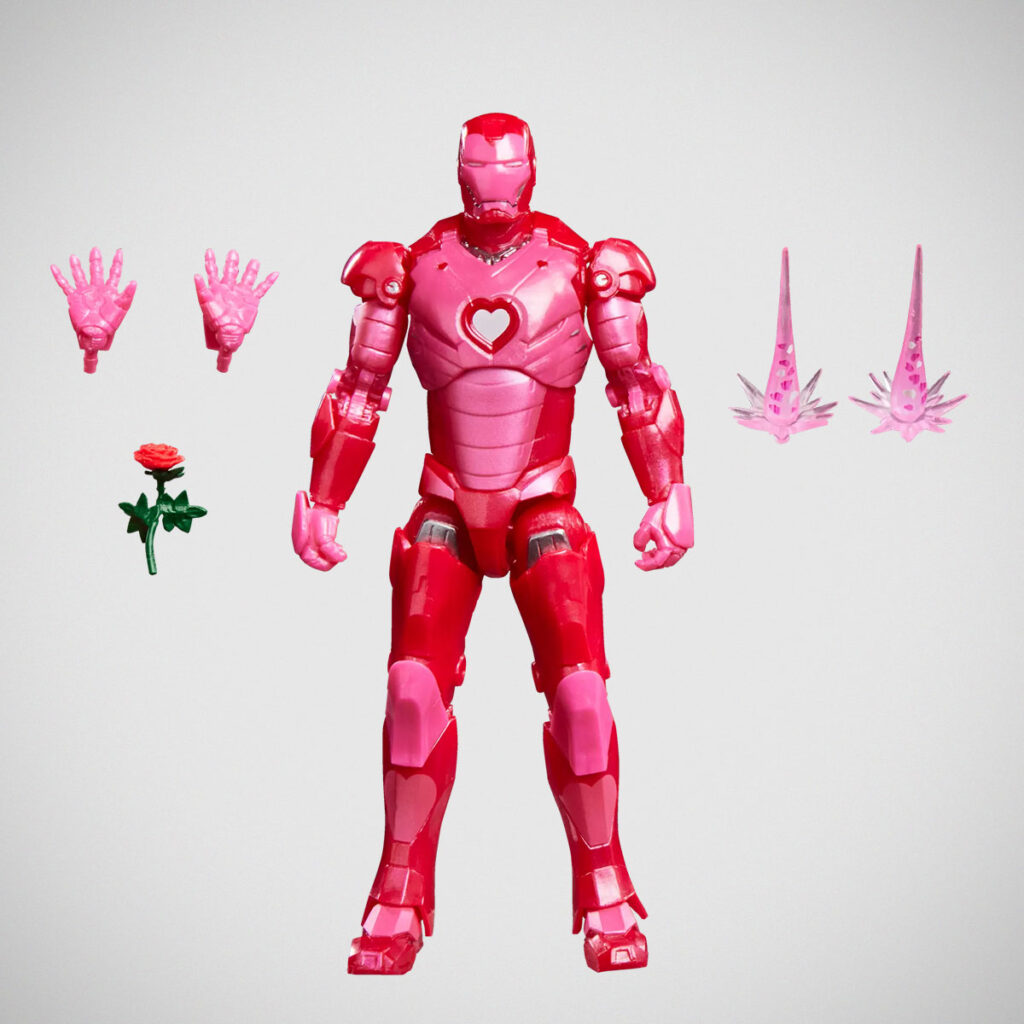 Marvel Legends I Love You 3000 Iron Man action figure with heart-shaped Arc Reactor