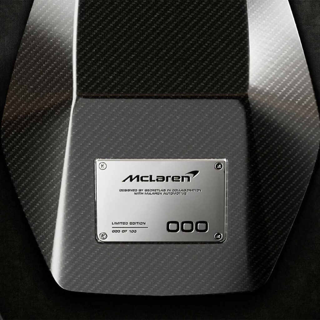 Secretlab McLaren MonoCell Edition gaming chair featuring a single-piece carbon fiber MonoCell chassis and Dinamica microsuede upholstery