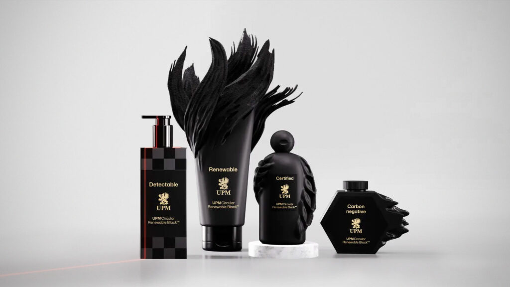 UPM Circular Renewable Black pigment enabling deep black packaging that remains detectable by NIR recycling scanners