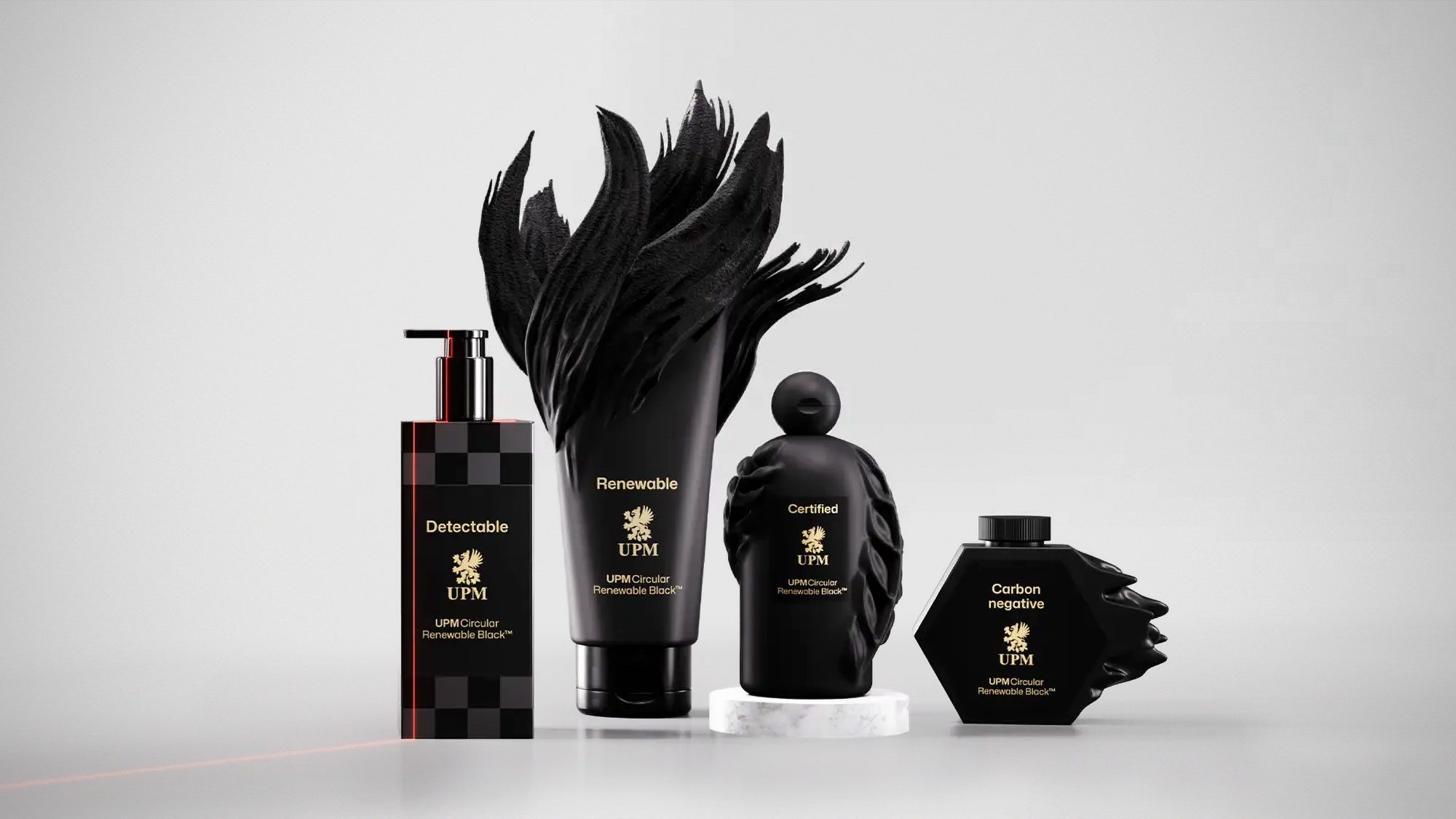 UPM Circular Renewable Black pigment enabling deep black packaging that remains detectable by NIR recycling scanners