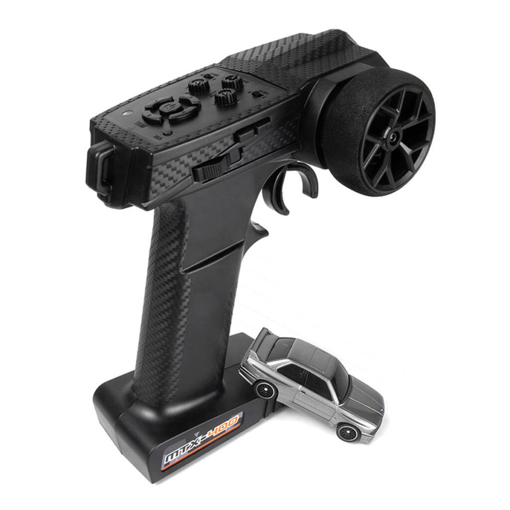 HPI Racing nano-TTR 1989 BMW M3 Ravaglia RC car in Dark Silver on white background