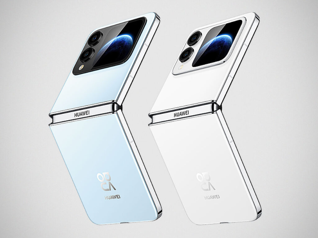 Huawei nova Flip S clamshell foldable smartphone showing inner OLED display and compact outer screen