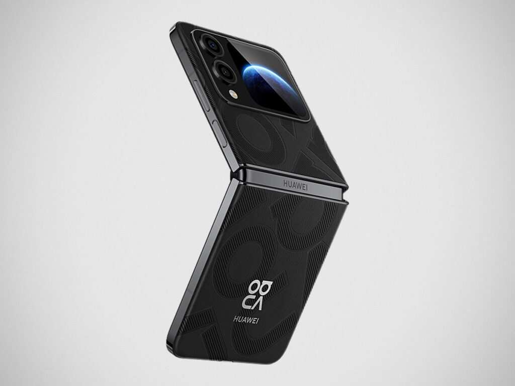 Huawei nova Flip S clamshell foldable smartphone showing inner OLED display and compact outer screen