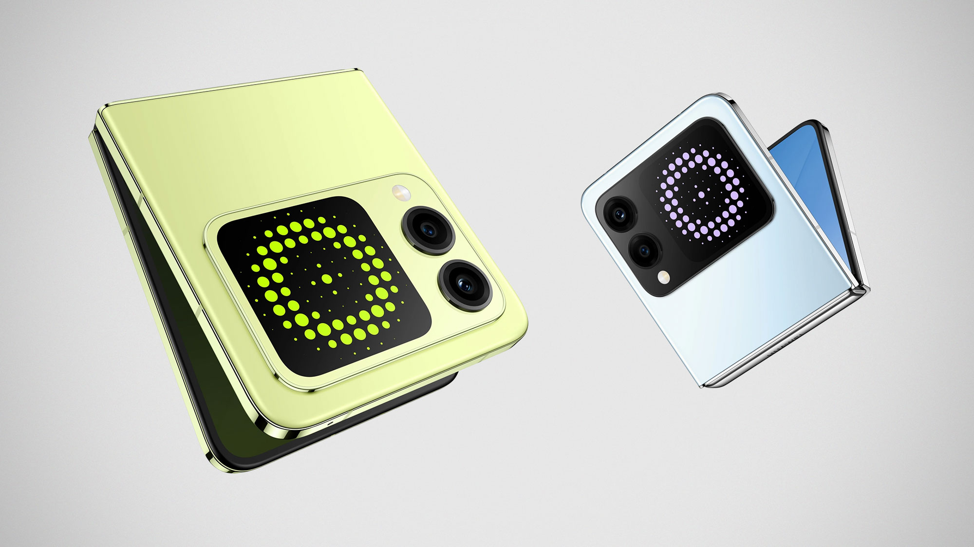 Huawei nova Flip S clamshell foldable smartphone showing inner OLED display and compact outer screen