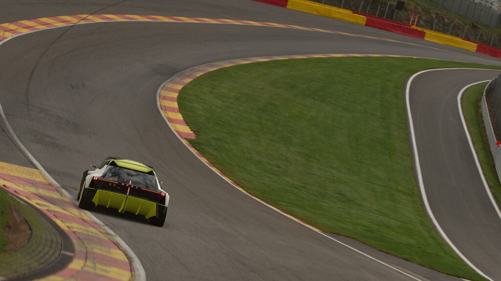 Opel Corsa GSE Vision Gran Turismo electric hatchback concept with oversized rear wing and aggressive aerodynamic design