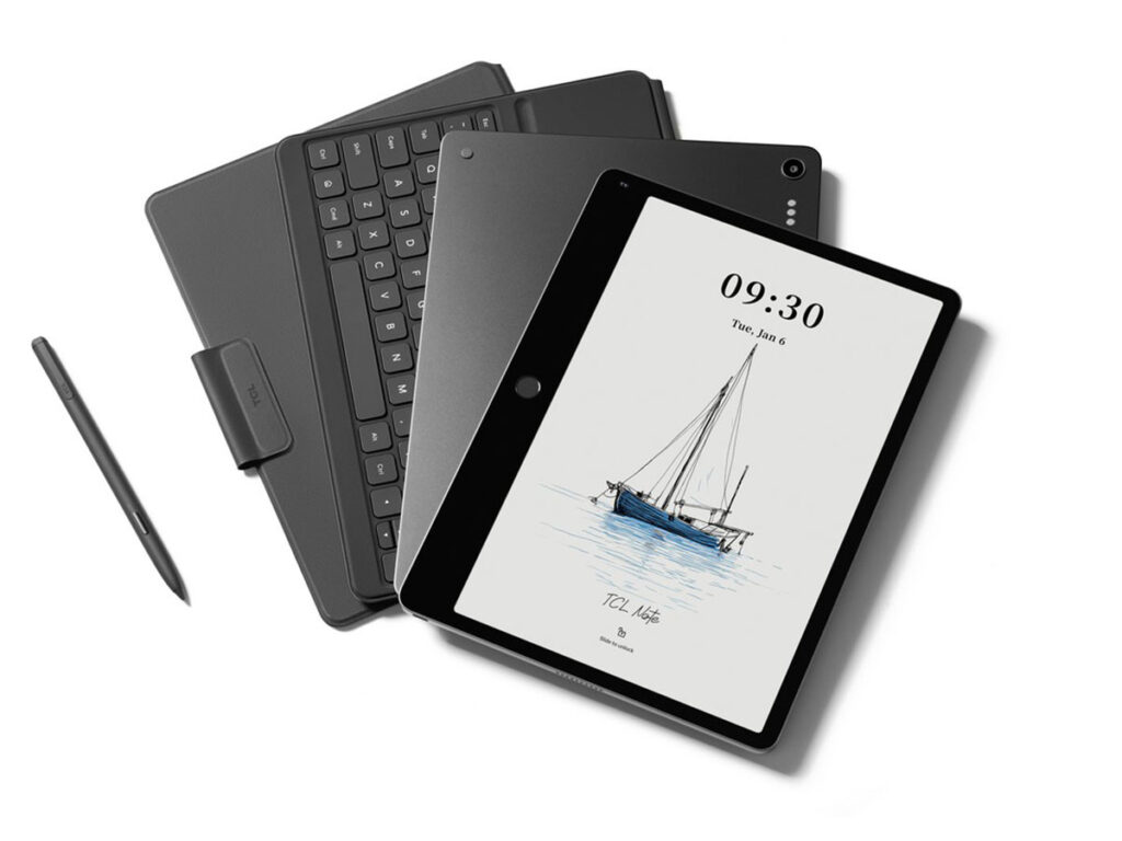 TCL Note A1 NXTPAPER notes-first tablet with 11.5-inch NXTPAPER display and T-Pen Pro stylus writing on screen