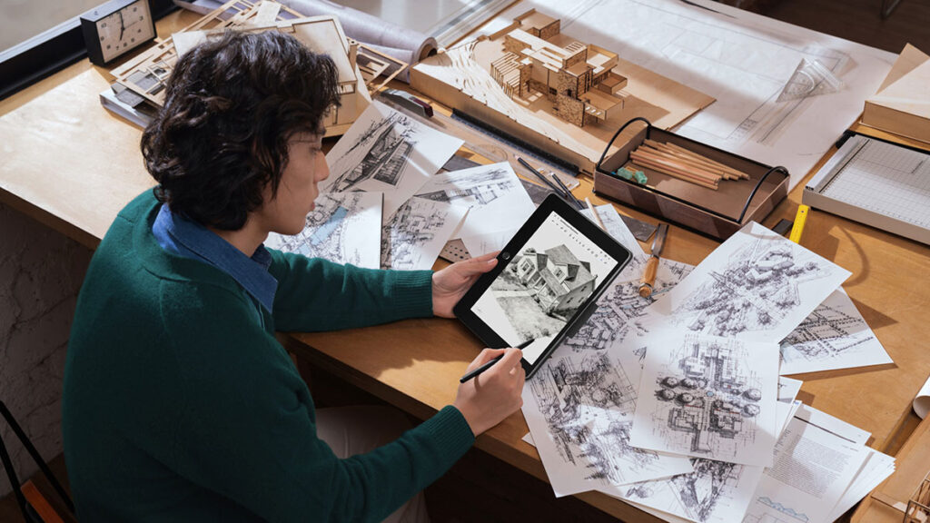 TCL Note A1 NXTPAPER notes-first tablet with 11.5-inch NXTPAPER display and T-Pen Pro stylus writing on screen