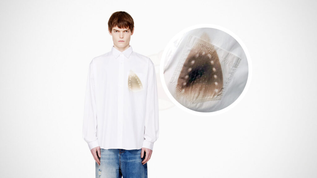 Vetements White Shirt with Iron Scorch Mark
