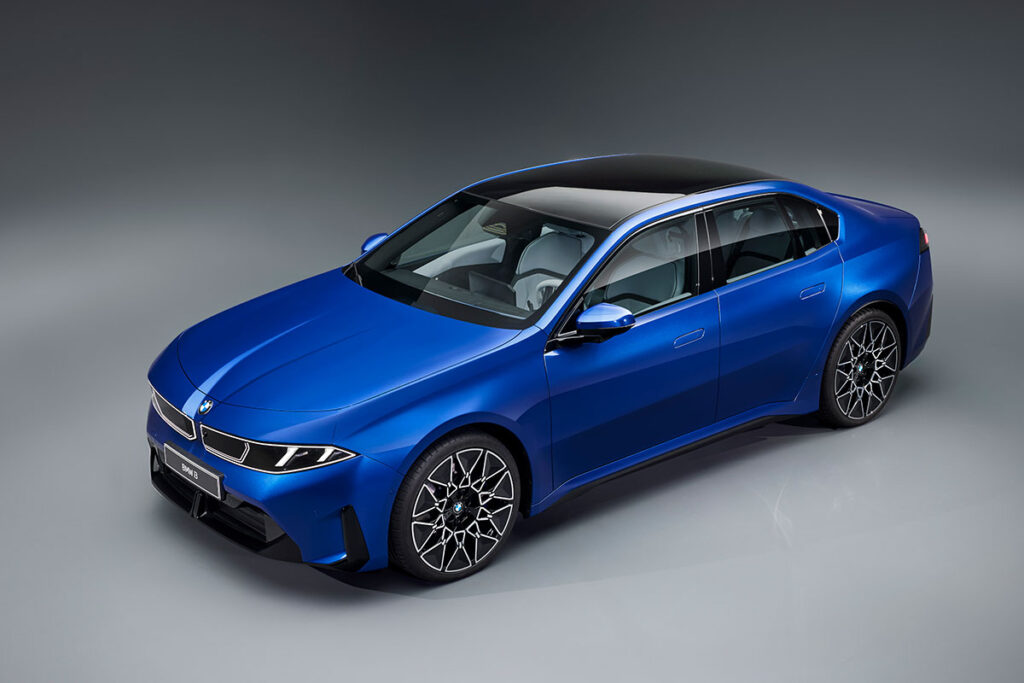 2026 BMW i3 Neue Klasse electric sedan exterior with compressed kidney grille and sporty 3 Series proportions