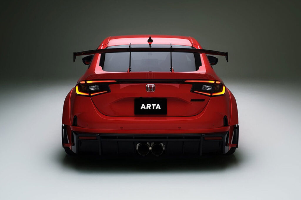 ARTA GT FL5 Honda Civic Type R with Super GT inspired body kit featuring overfenders large front intake rear diffuser and swan neck GT wing
