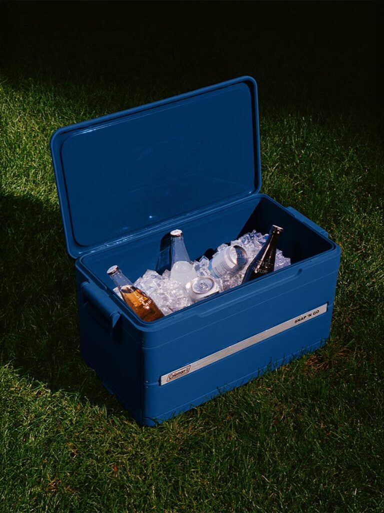 Coleman Snap ’N Go collapsible hard cooler folded and expanded showing compact storage design and rigid insulated structure