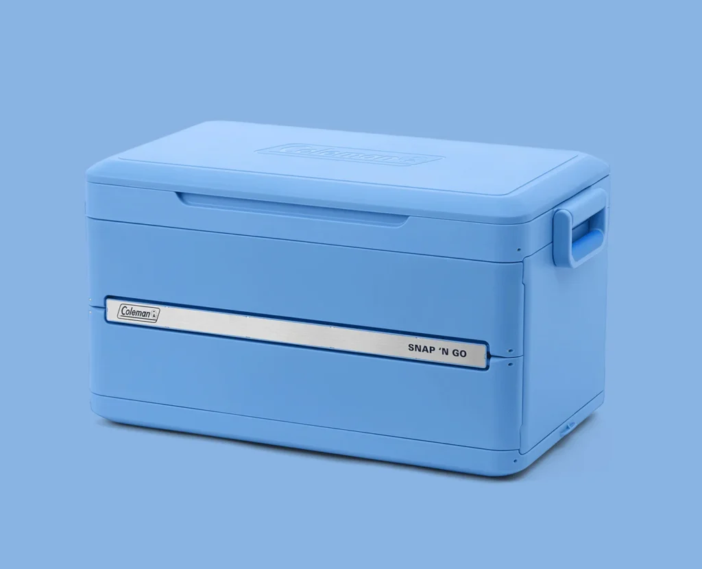 Coleman Snap ’N Go collapsible hard cooler folded and expanded showing compact storage design and rigid insulated structure