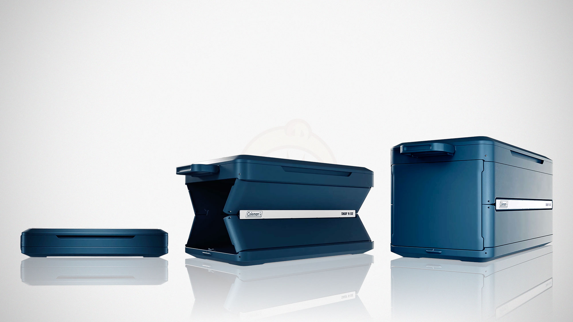 Coleman Snap ’N Go collapsible hard cooler folded and expanded showing compact storage design and rigid insulated structure