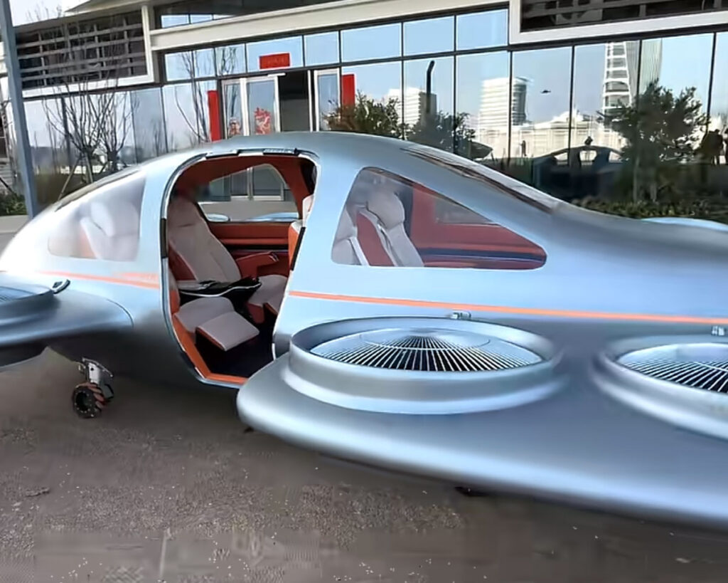 E-Hawk Flying Car eVTOL UFO-style electric flying vehicle with fully ducted fan system revealed in Wuhan China