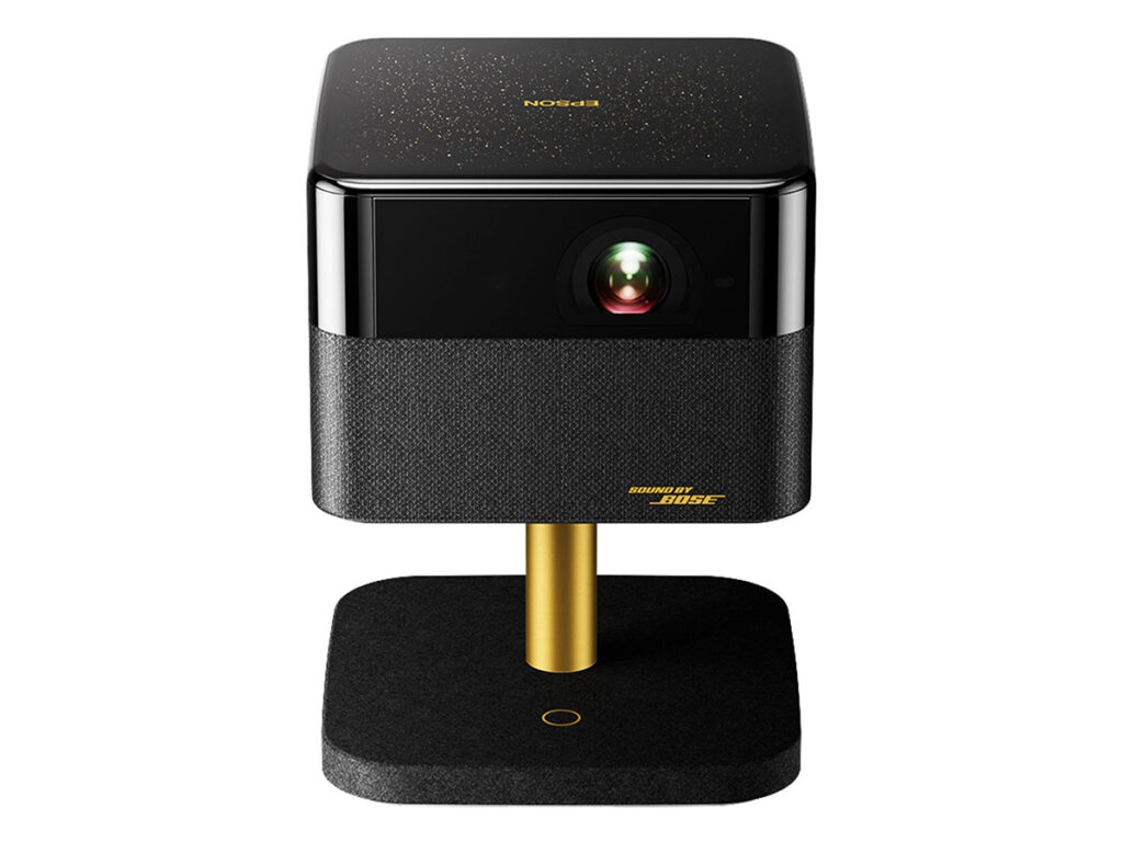 Epson Lifestudio Flex Special Edition EF-73 home projector with glass top design and built-in Qi wireless phone charging