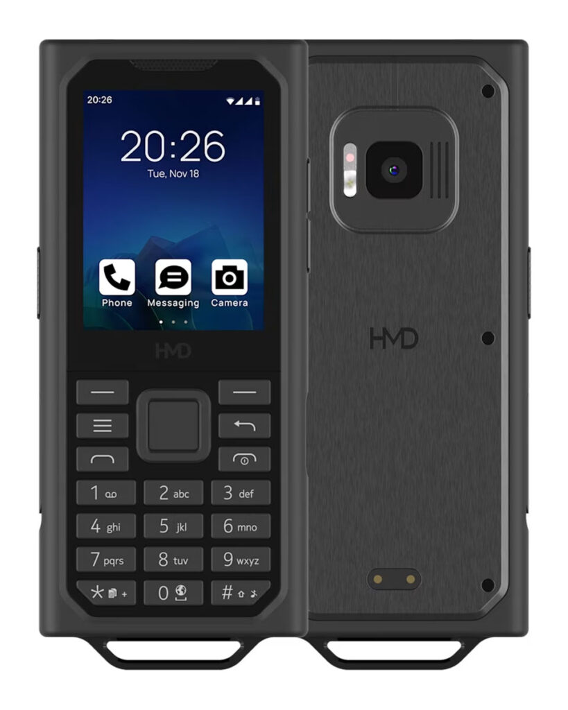 HMD Terra M ultra-rugged phone with keypad, touchscreen display, and programmable Push-to-Talk and SOS buttons