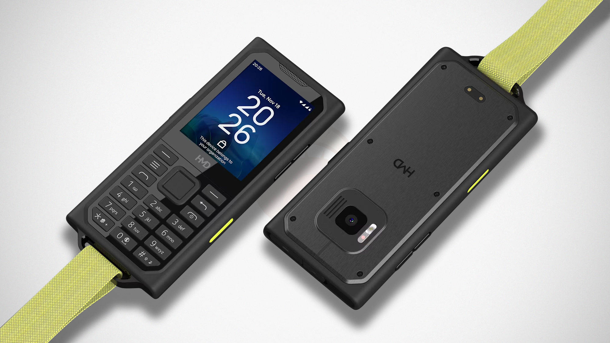 HMD Terra M ultra-rugged phone with keypad, touchscreen display, and programmable Push-to-Talk and SOS buttons