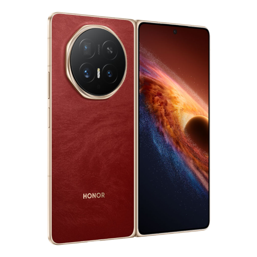 Honor Magic V6 foldable smartphone showing large inner display and ultra-thin foldable design