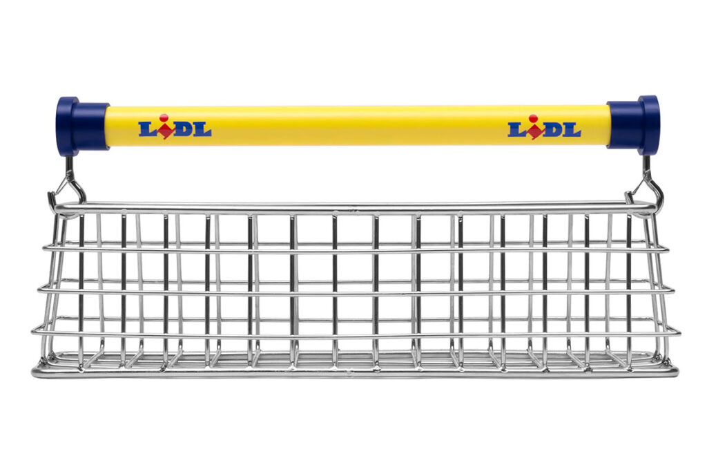 Lidl Trolley Bag stainless steel handbag designed by Nik Bentel Studio inspired by a supermarket shopping trolley