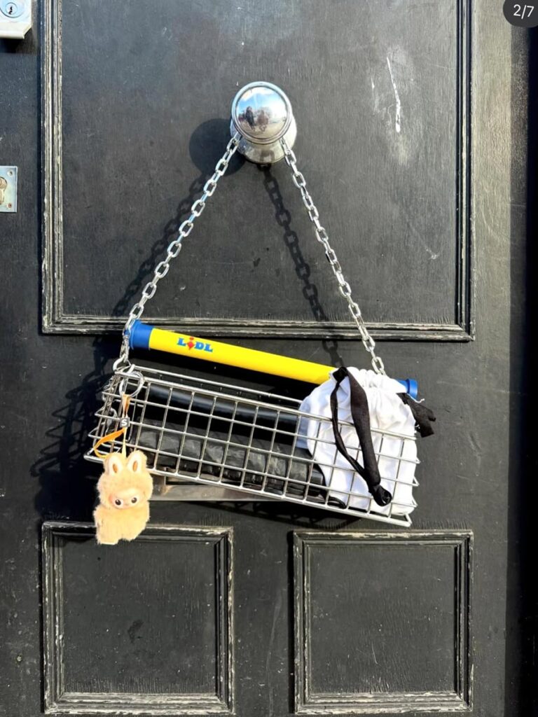 Lidl Trolley Bag stainless steel handbag designed by Nik Bentel Studio inspired by a supermarket shopping trolley