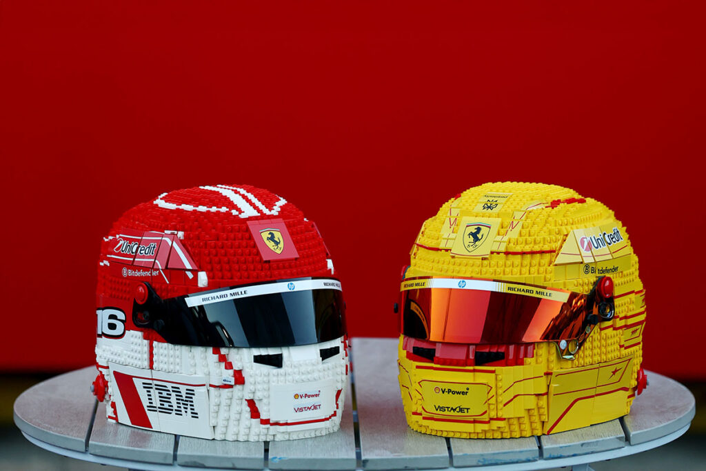 Life-size LEGO Brick-built Scuderia HP Helmet