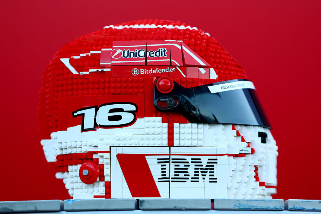 Life-size LEGO Brick-built Scuderia HP Helmet