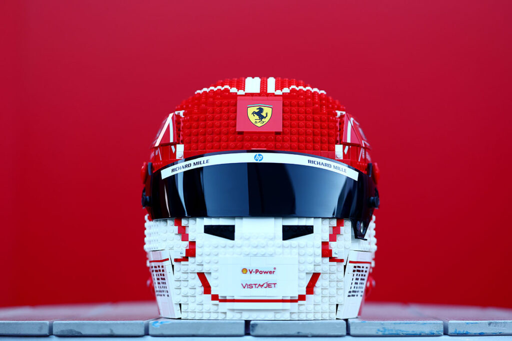 Life-size LEGO Brick-built Scuderia HP Helmet