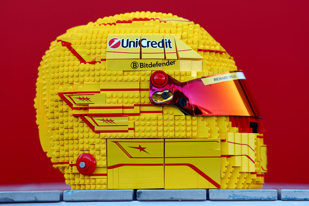 Life-size LEGO Brick-built Scuderia HP Helmet