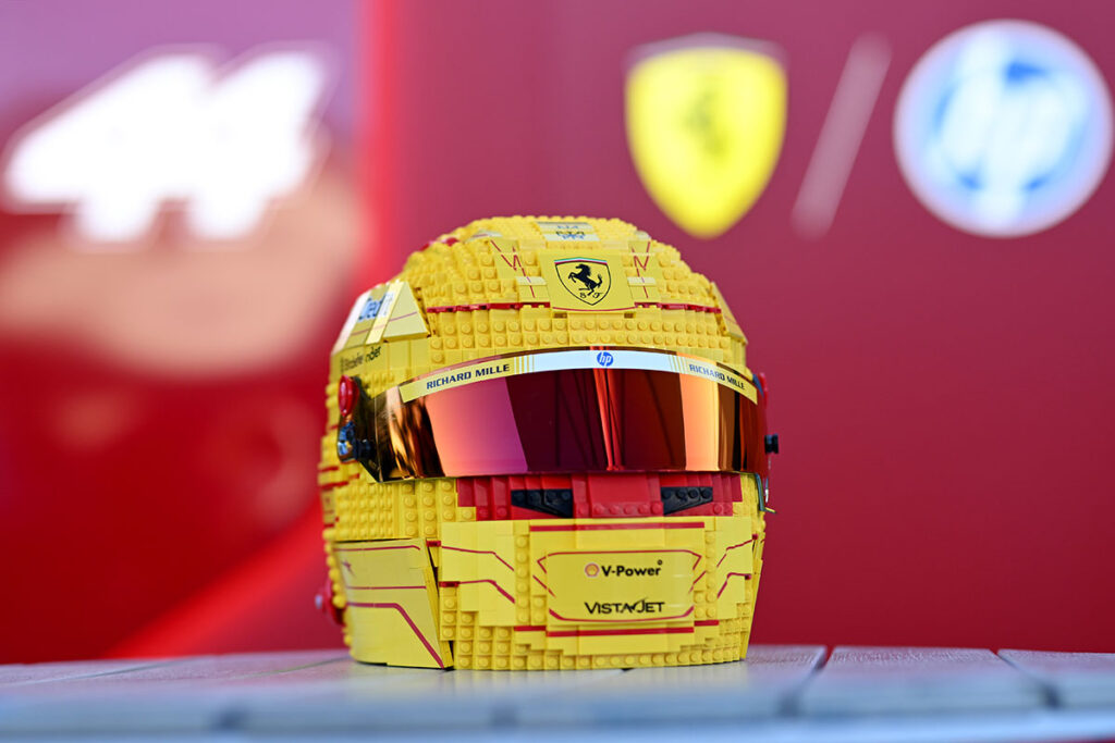 Life-size LEGO Brick-built Scuderia HP Helmet