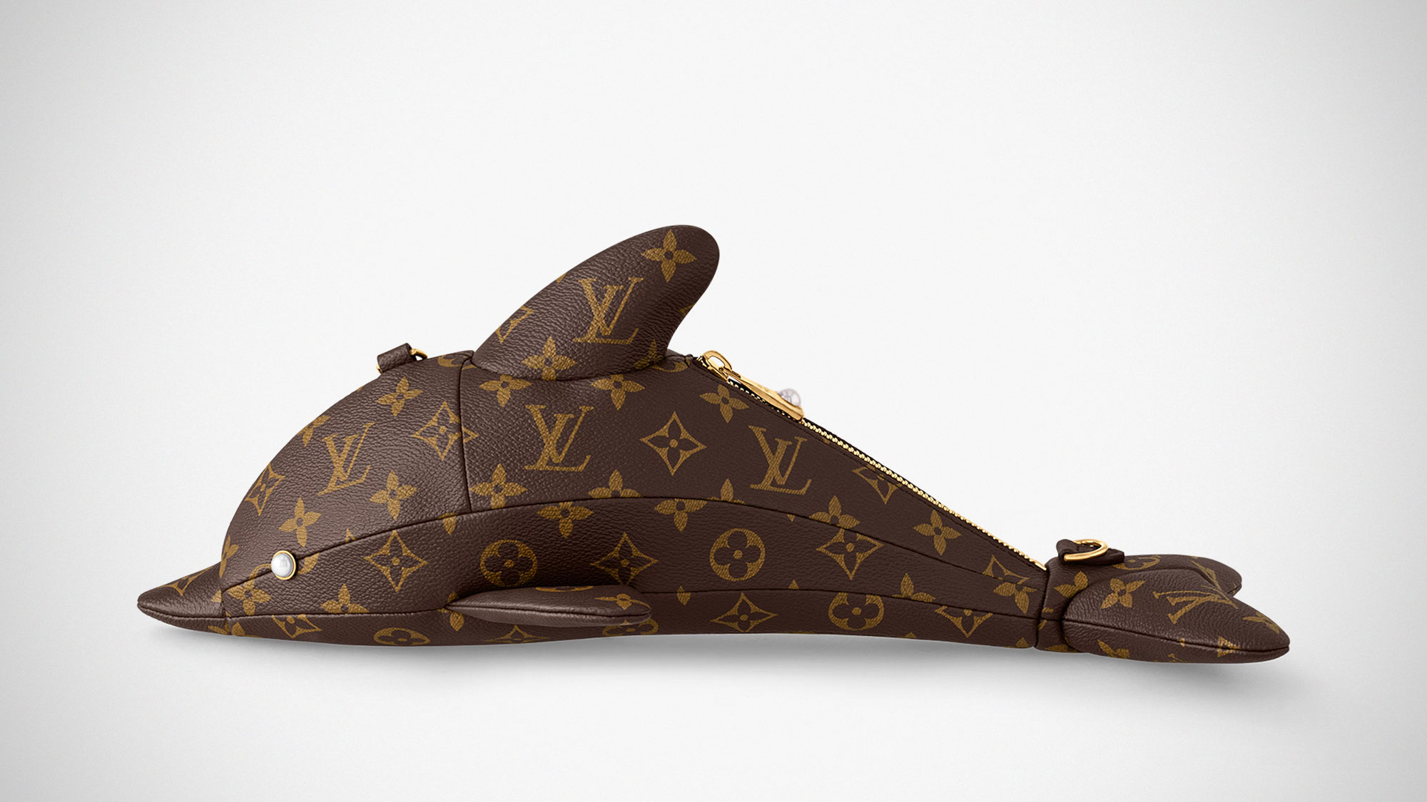 Louis Vuitton Dolphin Bag in Monogram canvas with pearl eyes and sculptural dolphin shape