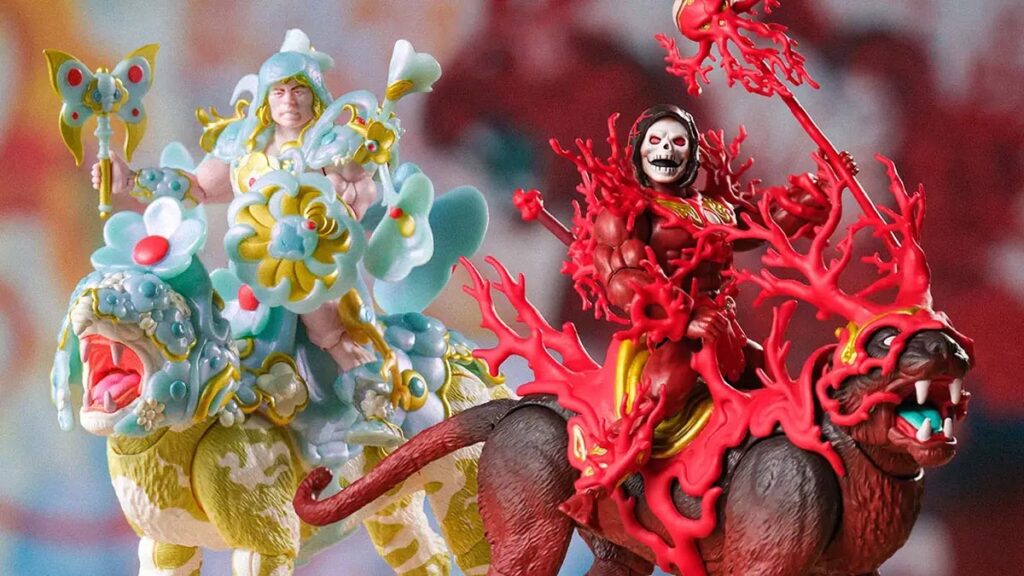 Masters of the Universe x James Jean He-Man Battle Cat Skeletor Panthor floral coral collectible figures