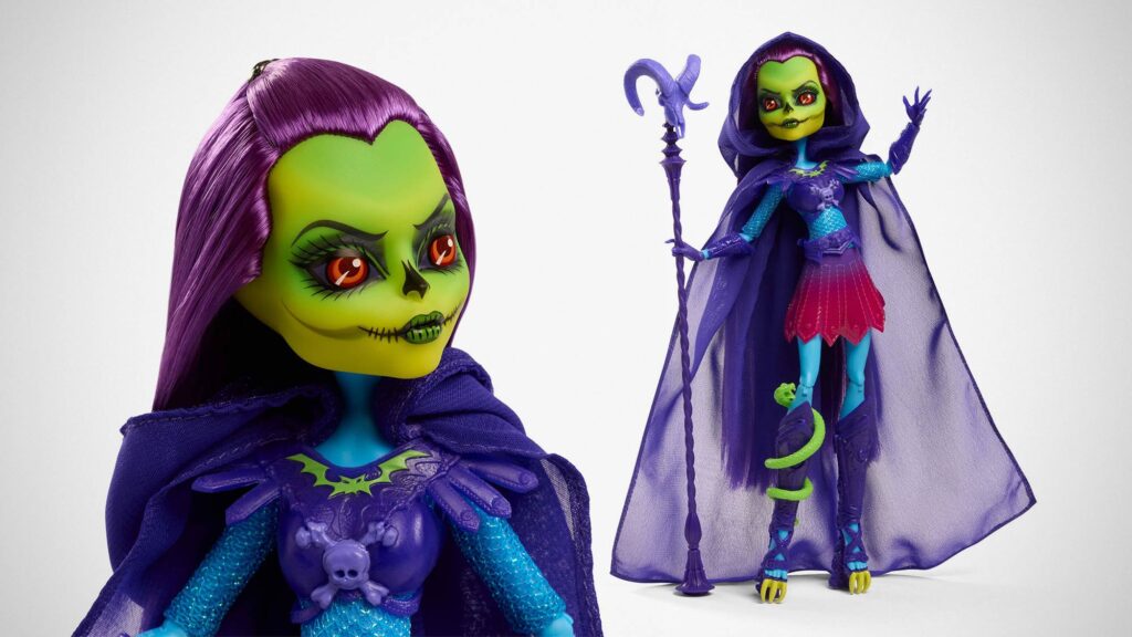 Monster High Skullector Skeletor Doll Masters of the Universe crossover fashion figure with Havoc Staff