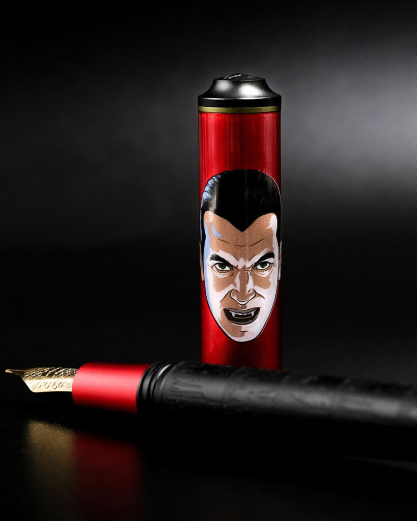 Three classic horror icons return as detailed writing instruments, bringing gothic style and monster lore to fountain pens, rollerballs, and ballpoints.