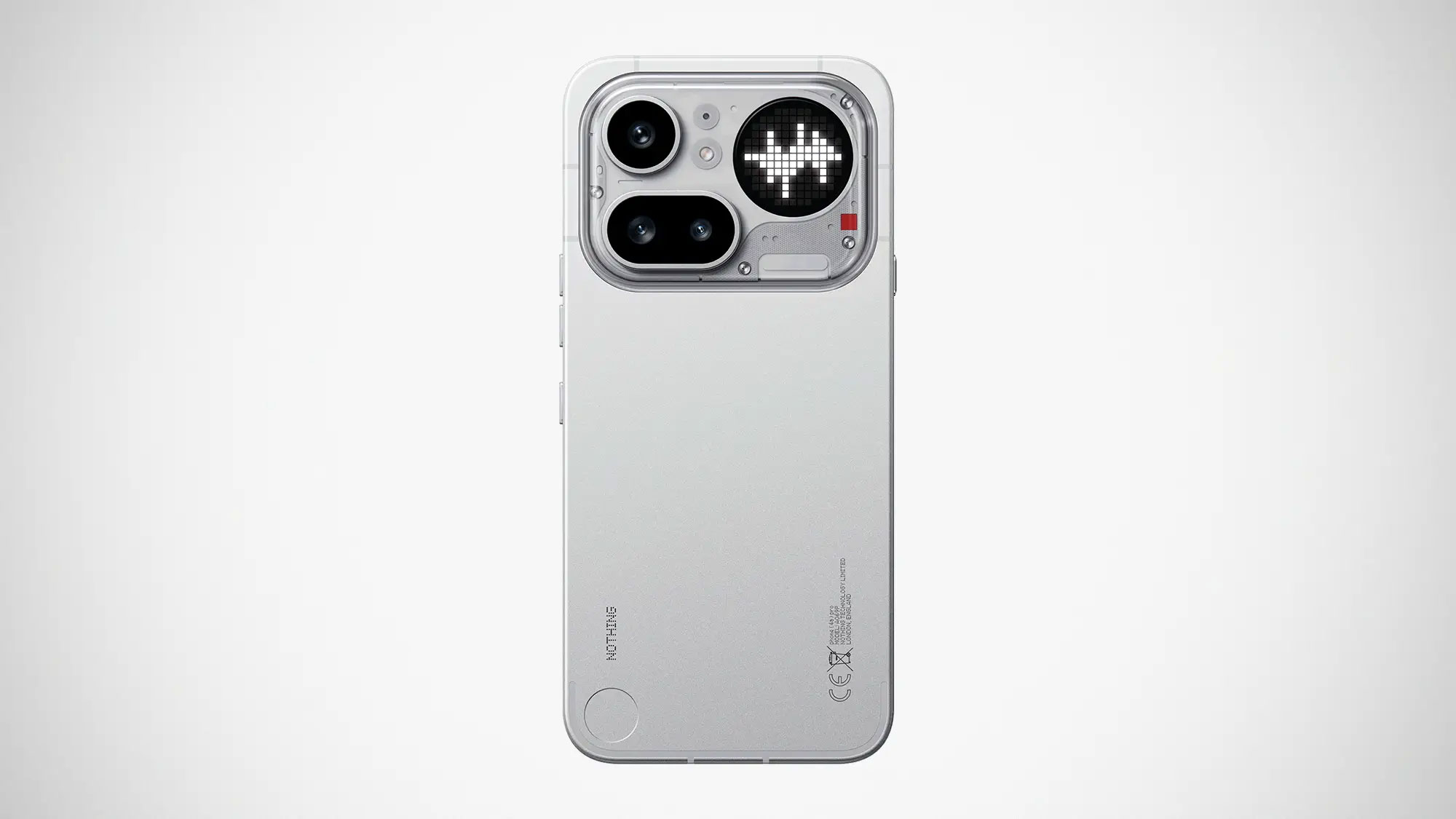 Nothing Phone 4a Pro with partial transparent back and circular Glyph Matrix lighting