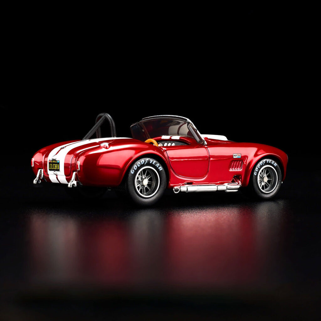 Hot Wheels Red Line Club 1965 Shelby Cobra 427 S/C in Spectraflame red with opening hood and Real Riders wheels