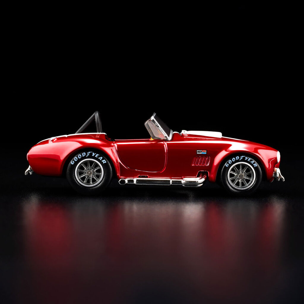 Hot Wheels Red Line Club 1965 Shelby Cobra 427 S/C in Spectraflame red with opening hood and Real Riders wheels