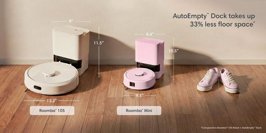 iRobot Roomba Mini robot vacuum and mop with AutoEmpty dock in mint and pink colors