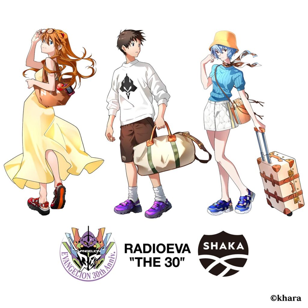 SHAKA Otter Trail AT Second Way For Evangelion sneaker sandal collaboration in EVA-00 EVA-01 and EVA-02 colorways