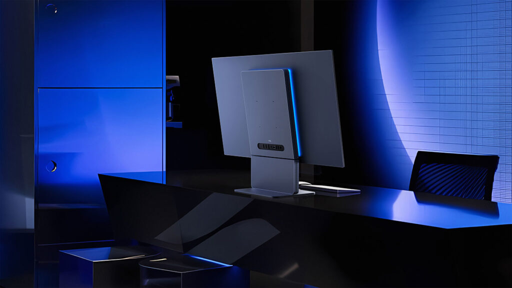 TCL 32X3A gaming monitor with ultra-wide Bang and Olufsen speaker stand and 31.5-inch 4K OLED display