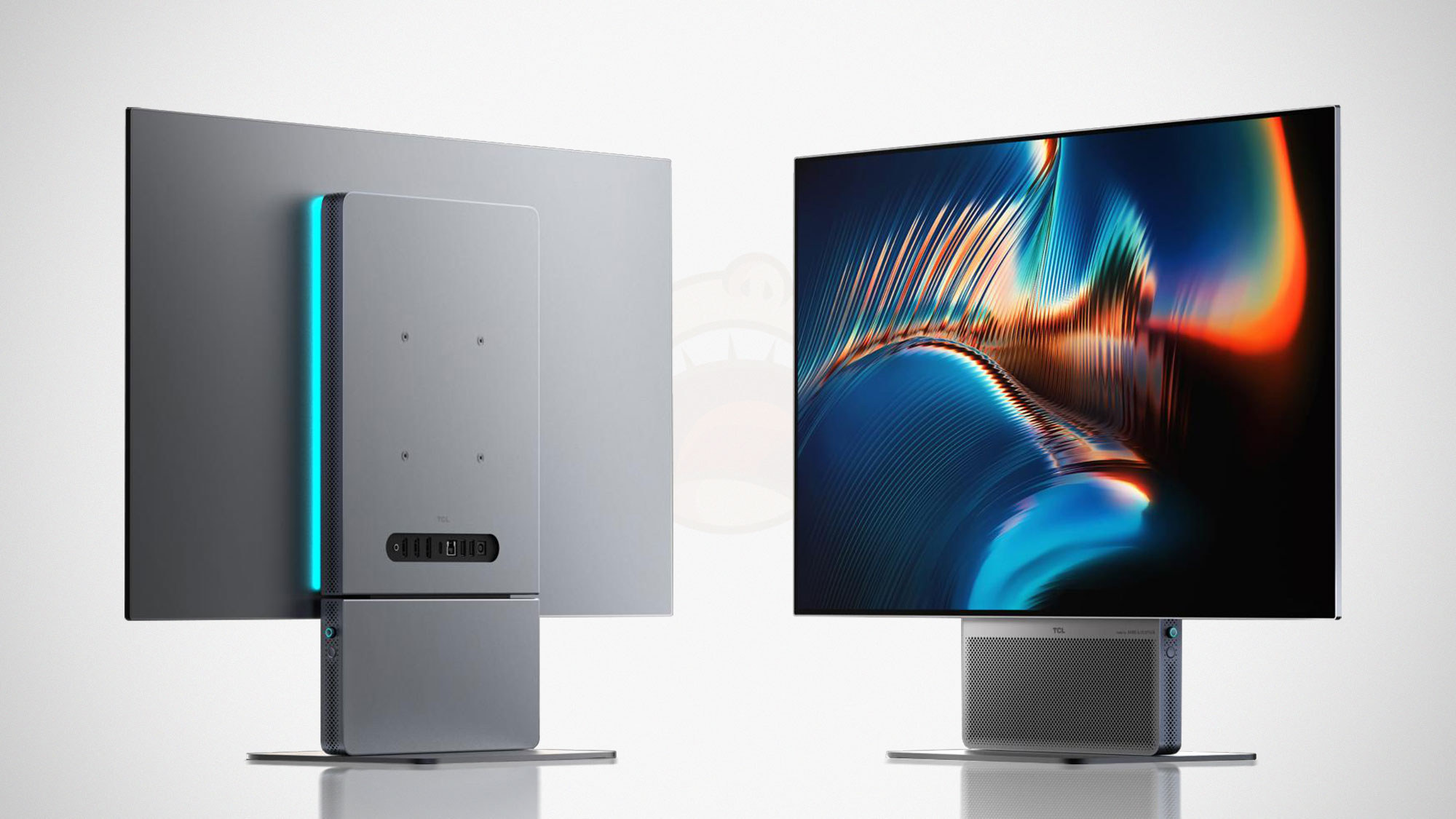 TCL 32X3A gaming monitor with ultra-wide Bang and Olufsen speaker stand and 31.5-inch 4K OLED display
