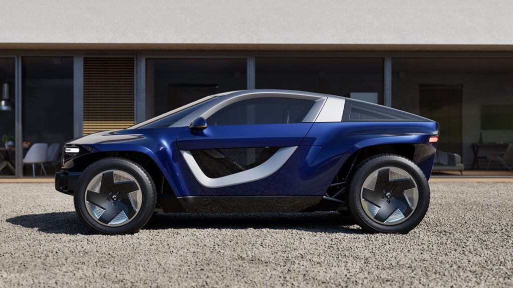 CALLUM SKYE electric multi-terrain vehicle with wide stance and futuristic off-road buggy design