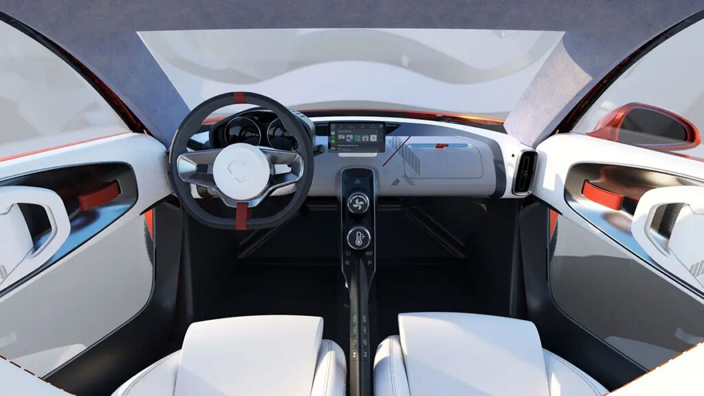 CALLUM SKYE electric multi-terrain vehicle with wide stance and futuristic off-road buggy design