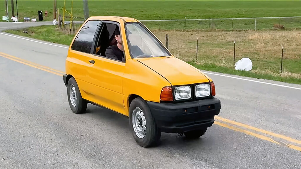 Ultra-thin street-legal Ford Festiva built by YouTuber Tyler Fever