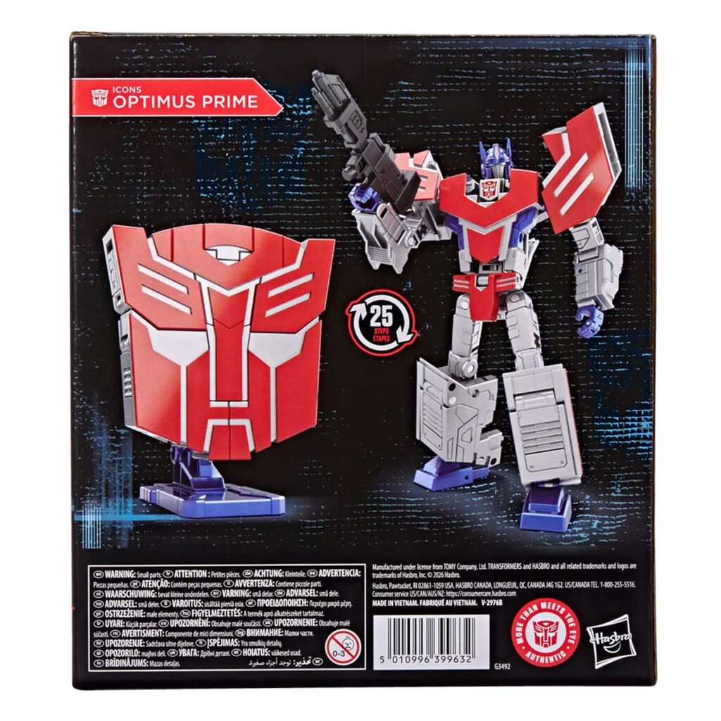 Transformers Icons Optimus Prime Figure Back of the Packaging