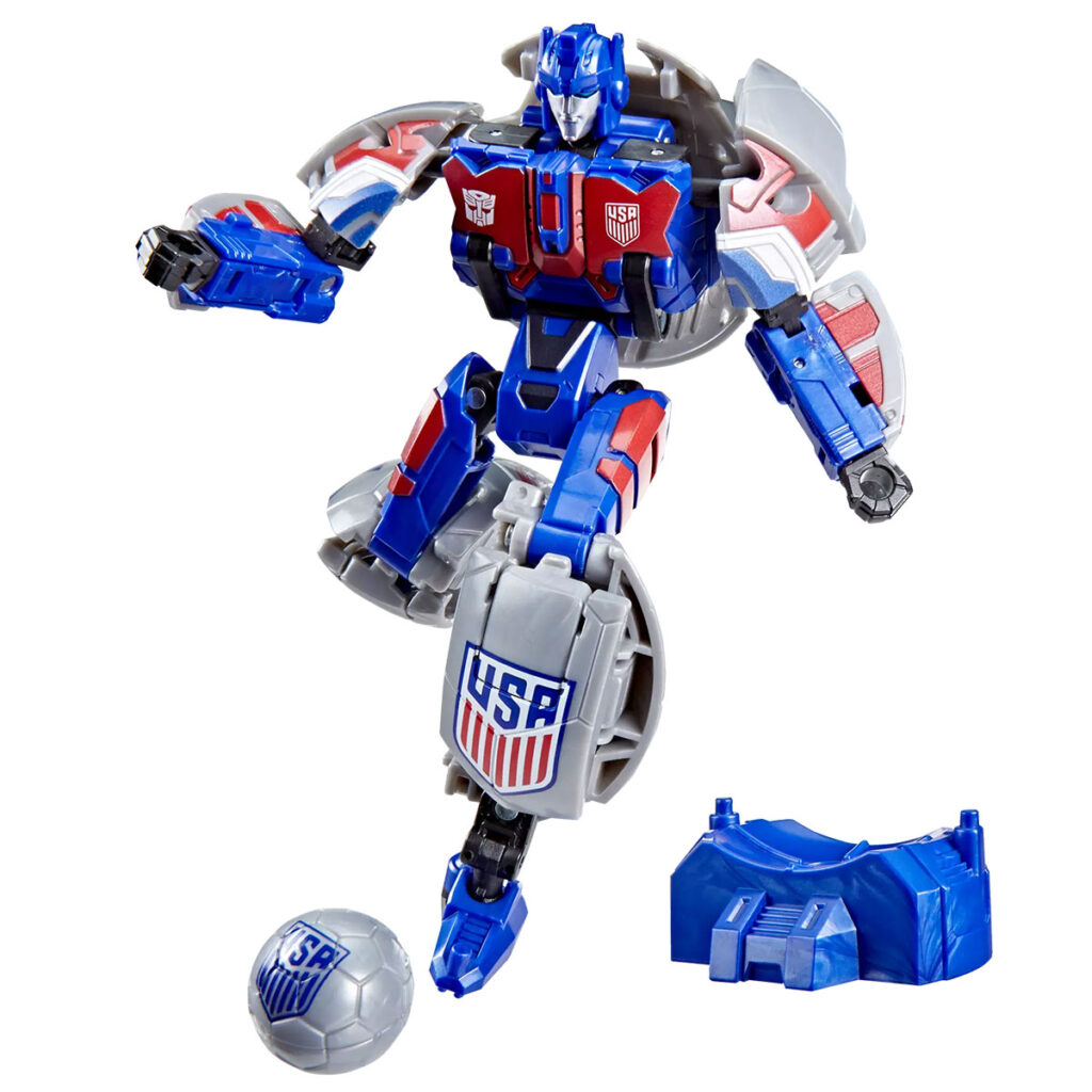 Transformers US Soccer Federation Breakaway robot figure transforming into soccer ball mode